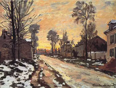 Road at Louveciennes, Melting Snow, Sunset Claude Monet
